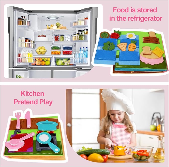 BizyKoady Montessori Felt Busy Book Toddlers Quiet Book Preschool Early Learning Educational Travel Toys for Kids Age 2 3 4 5 6 Years Travel Essentials Daily House Learning Activities Girls