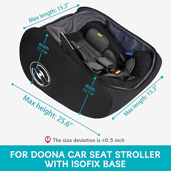 YOREPEK Padded Stroller Travel Bag for Airplane, Fits for Doona Car Seat Stroller with Latch Base, Infant Car Seat Travel Bag Backpack with Lockable Zipper, Foldable Car Seat Cover for Baby Travel