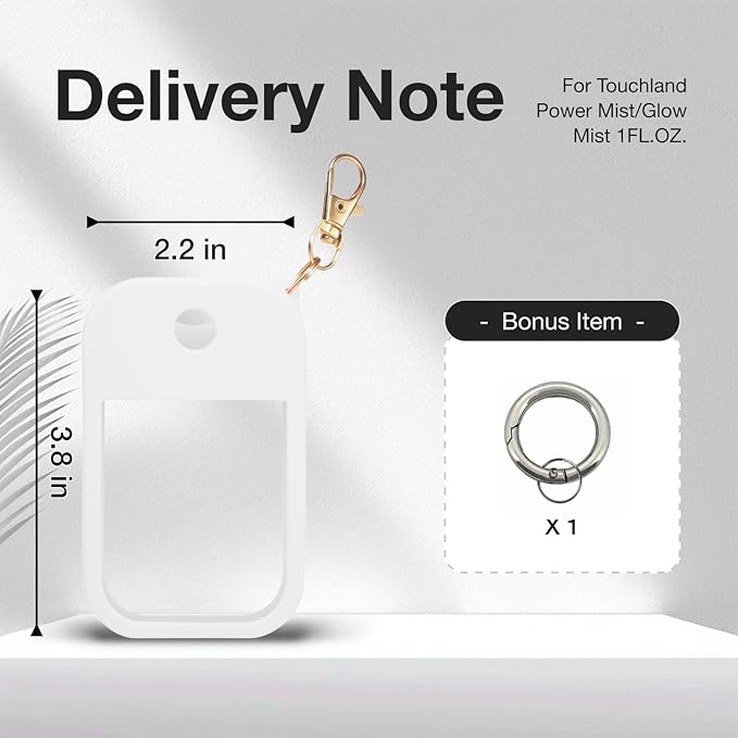 1 PC Soft Silicone Case for Touchland Power Mist (1FL. OZ./30 mL), Protective and Stylish Case with Keychain Compatible with Touchland Hand Sanitizer Spray (White)