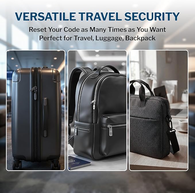 Forge Open Alert TSA Approved Luggage Locks - 3 Digit Combination, Easy Read Dials, Zinc Alloy Body - Ideal Travel Lock for Luggage, Suitcases, Bags & Toolboxes (Purple 4 Locks)
