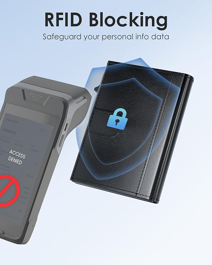 QLD Mens Wallet Card Holder - RFID Blocking Wallet for Men, Pop Up Aluminum Case, Trifold, Leather, Smart, Slim, Minimalist, Front Pocket - 9-11 Card Capacity | ID Window | Cash Slot