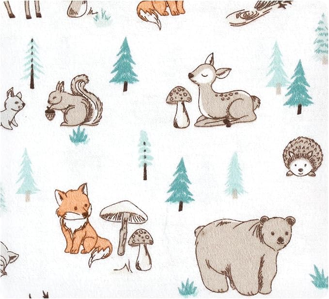 Hudson Baby Unisex Baby Cotton Flannel Receiving Blankets Bundle, Neutral Woodland Pals, One Size
