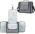 Buruis Extra Large Toiletry Bag for Women and Men, Hanging Travel Bag with Detachable Shoulder Strap for Full-Sized Toiletries, Water-Resistant Dopp Kit for Family Use and Long Trips, Oxford Gray