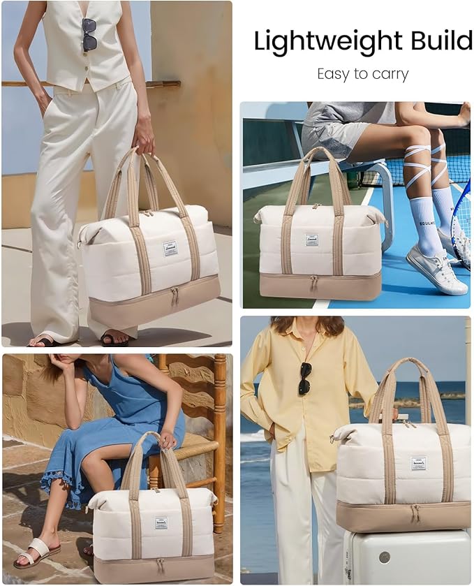 LOVEVOOK Travel Duffle Bag,Weekender Bags for Women with Shoe Compartment，Carry on Overnight Bag with Toiletry Bag,Gym Duffel Bag with Wet Pocket, Hospital Bags for Labor and Delivery