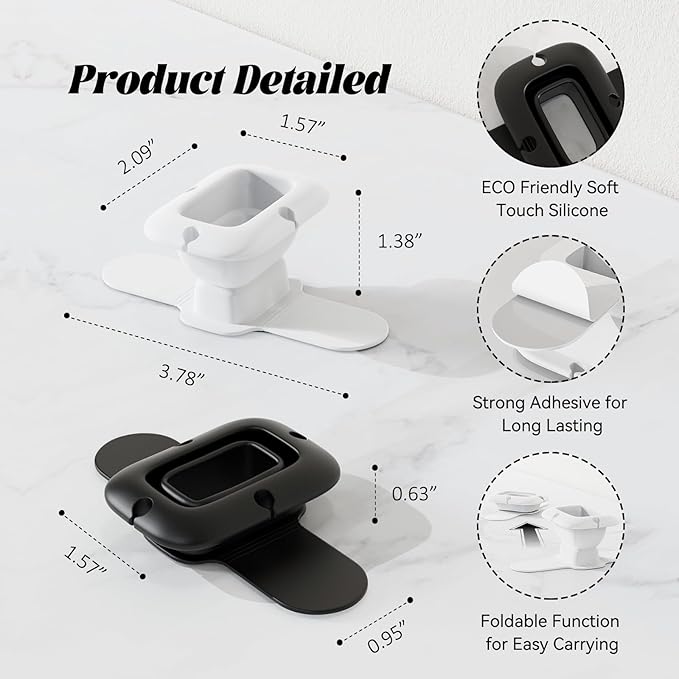 Silicone Collapsible Cord Wrap Foldable Charger Organizer Compatible with Phone Charger and Adapter, Wired Manager Holder Wrap Winder Cable Management Travel Essentials (Black&White)