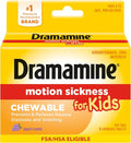 Dramamine Motion Sickness Chewable for Kids, Prevent & Relieve Motion Sickness, Dizziness & Nausea, Grape-Flavored Tablets, 8 Count