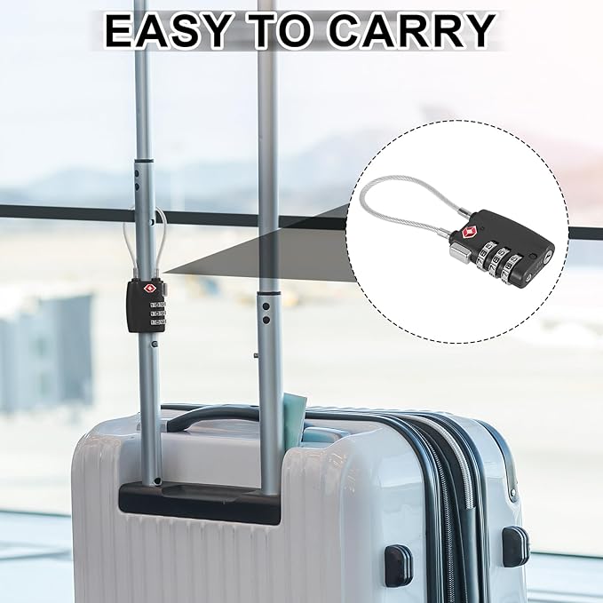 5 Pack TSA Locks for Luggage TSA Approved Luggage Locks 3 Digit Combination TSA Travel Locks Portable Cable Padlocks Zinc Alloy Body Suitcase Locks for Travel Bag Suitcase Backpack Lockers,Black
