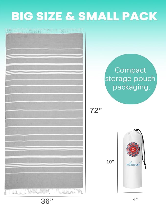 4 Packs Turkish Beach Towels Oversized Bath Pool Swim Towel Set Bulk Quick Dry Sand Free Extra Large Xl Big Blanket Adult Travel Essentials Cruise Accessories Must Have Clearance Vacation Stuff