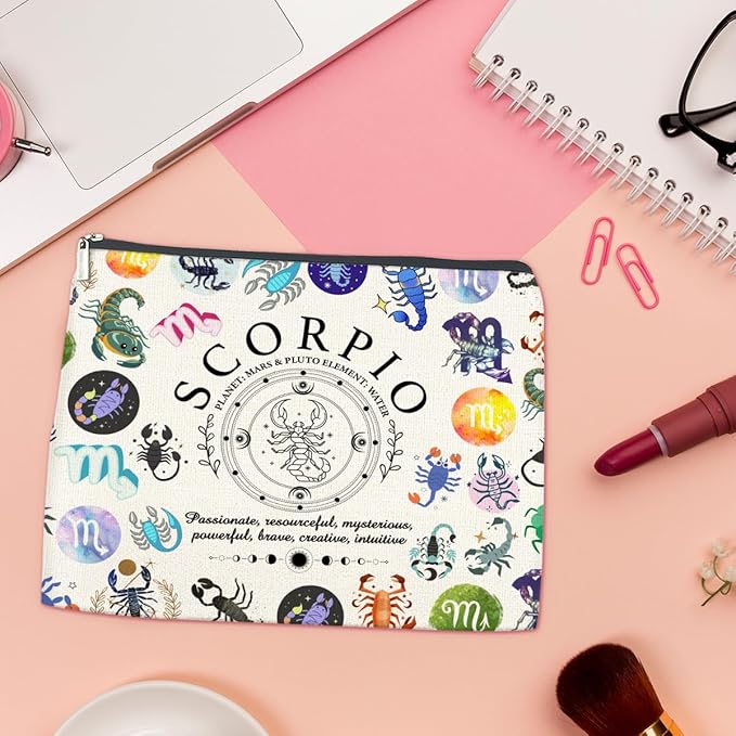 LyoGao Scorpio Gifts for Women, Scorpio Zodiac Makeup Bag, Scorpio Birthday Gifts for Women Astrology Lovers