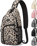 Pritent Crossbody Bags for Women Man Waterproof Sling Bag Backpack Trendy Casual Cross Body Bag with Convertible Shoulder Strap Chest Bag for Camping Hiking Travel Essentials (Leopard, Medium)