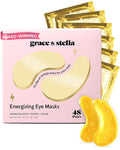 grace & stella Award Winning Under Eye Mask - Mothers Day Gifts Bulk - Gel Eye Patches for Dark Circles, Puffy Eyes, Wrinkles, Undereye Bags - Gifts for Teen Girls - Vegan (48 Pairs, Gold)