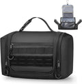 Hanging Toiletry Bag for Men, Tactical Dopp Kit Toiletry Travel Bag, Large Hygiene Organizer Shower Bag for Camping Outdoor, Black