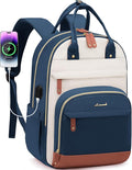 LOVEVOOK Backpack for Women,Laptop Backpack Women,15.6 Inch Laptop Bag,School Backpacks,Fashion Travel Work Anti-theft Bag,Waterproof Business Computer College Backpack Purse,Blue-green-Beige white