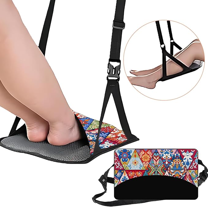 Airplane Foot Hammmock for Plane Travel Accessories Ajustable Foot Rest for Airplane Gadgets,Travel Essentials for Flight Plane,Office,Desk(Mandragora)