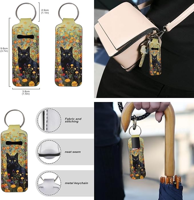 Suobstales 3Pcs Travel Bottles Keychain Holder Set,Travel Bottle Sleeves+Neoprene Chapstick Holders+Lanyard Keychain
