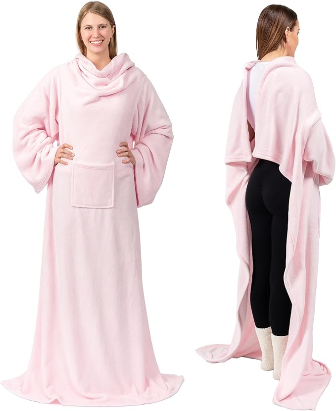PAVILIA Wearable Blanket with Sleeves for Adult Women Men, Cozy Fleece Warm Wrap Throw with Arms, Gifts for Christmas, Wife