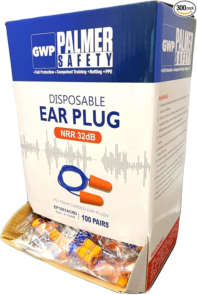 ATERET Earplugs 300 Pairs I 32db Noise Cancelling Soft Disposable Corded Ear Plugs I Safety Hearing Protection for Travel Concert Hunting Shooting Range Work Construction