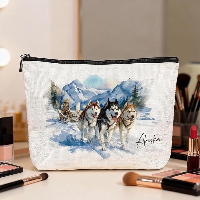Alaska Cruise Essentials for Women - Alaska Souvenirs Makeup Bag Waterproof Toiletry Pouch Portable Trip Must Haves Party Birthday Graduation Thank Gifts for Daughter Mom Friends Classmates