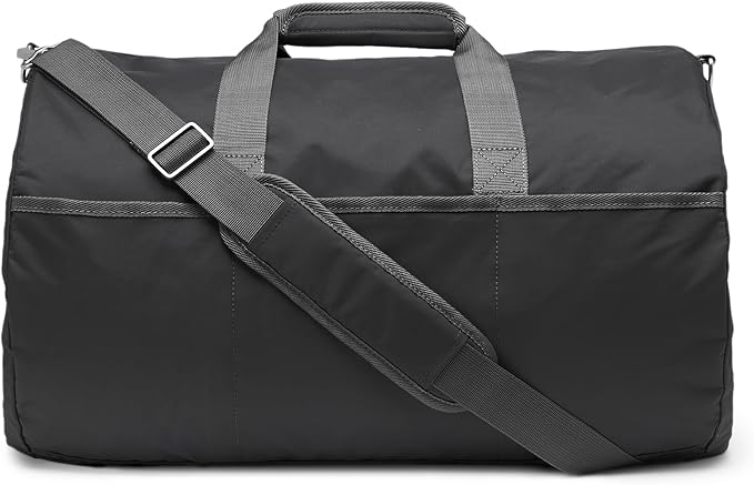 Amazon Essentials Lightweight 20-inch Duffel Bag for Travel with 30 lb Weight Capacity, Zippered Pockets, Collapsible Design, Black