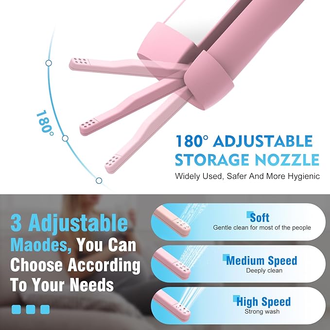 Portable Bidet for Travel, Floranest Rechargeable Electric Travel Bidet Sprayer with Adaptor, Suitable for Travel, Camping and Home Use, with Powerful Cleaning Power