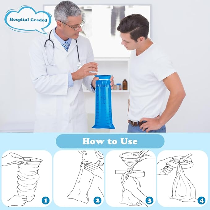 Valchoose 60 Pack Kids Barf Bags, Children Emesis Bags Disposable 800ml, Leak-Proof, Puke, Throw Up, Nausea, Vomit, Easy to Use, Perfect for Car Sick, Motion, Chemo, Road Trip, Travel (Blue)