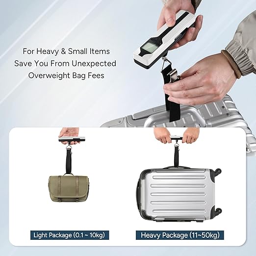 Battery-Free Luggage Scale, Travel Essentials, Portable Handheld Suitcase Weight Scale for for Travel Accessories, 110lbs/50kg