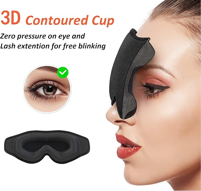 Sleep Eye Mask for Men Women, 3D Contoured Sleeping Mask, Soft Comfort Blindfold & Eye Cover for Flight Travel Yoga Nap