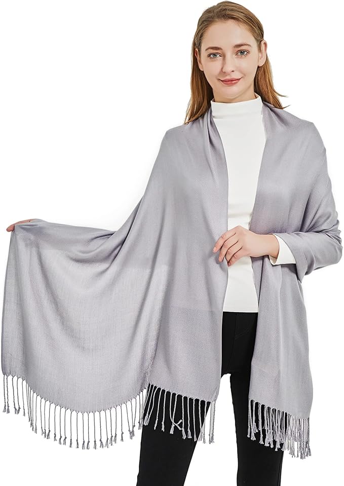 Soft Silky Pashmina Shawl Wraps Solid Colors Scarf for Wedding Evening Dresses