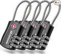 GIVERARE 4 Pack TSA Approved Luggage Locks, Combination Travel Cable Lock, Re-settable 3-Digit Padlocks with Alloy Body, Keyless TSA Padlock for Gym Locker, Golf Bag Case-Black