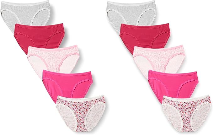 Amazon Essentials Women's Breathable Cotton Bikini Brief Underwear with Full Coverage, Multipacks