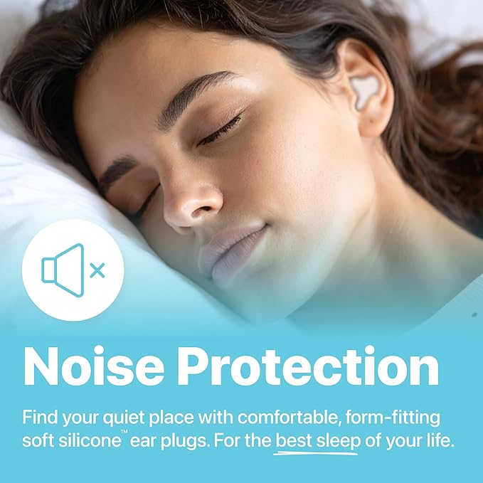 Whisper Ear Plugs (42 pcs) | Soft Silicone | Reusable Silicone Ear Plugs for Swimming, Sleep, Travel, Noise & Snoring | Moldable Comfort Fit Wax Earplugs for Sleep | Waterproof Swim Ear Plugs Adults