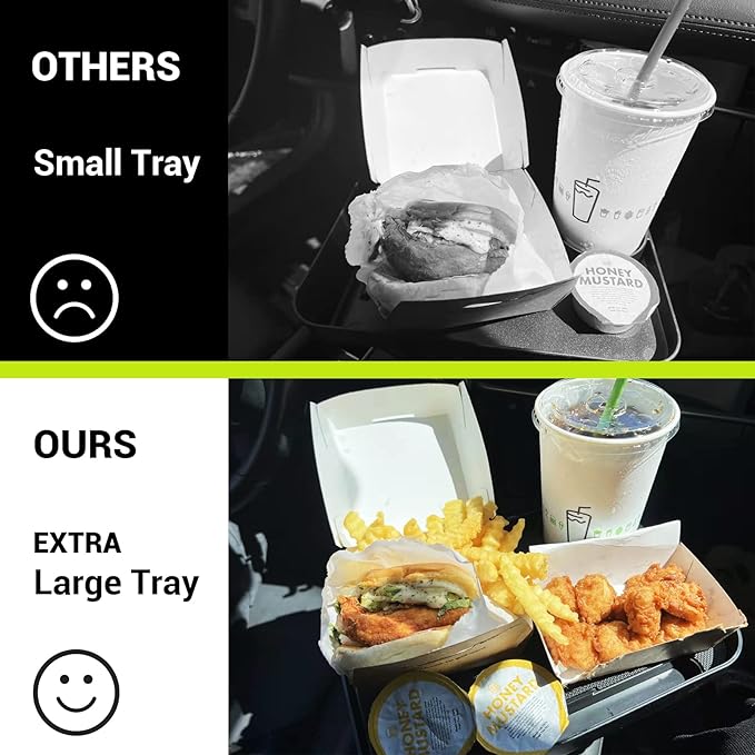 SodaRide Car Cup Holder Expander Tray with Storage Box 4 in 1 Detachable Food Table Tray Car Console Storage Organizer Road Trip Essentials Accessories Gadgets - Fits Yeti, Hydro Flask 32/40 oz