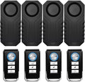 4Set Vibration Sensing Bike Alarm with Remote, 113db Loud Bicycle Alarm System Anti Theft, Wireless Motorcycle Alarm for Electric Bike Tricycle Mobility Scooter Vehicles Ebike for Cycling Security