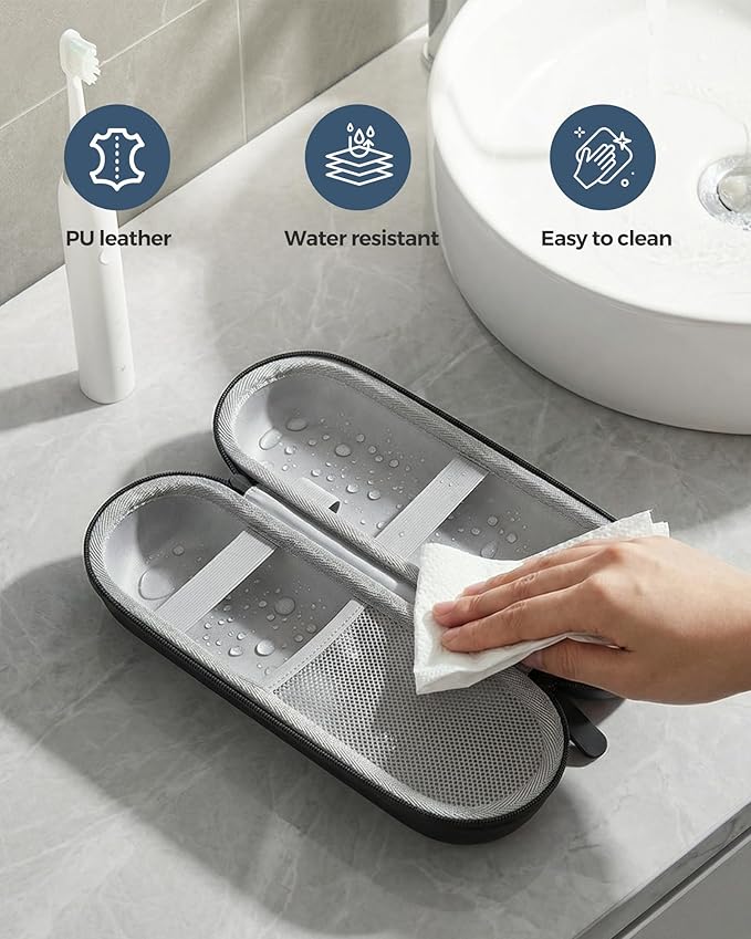 ProCase Electric Toothbrush Travel Case for Oral-B 1000/1500/5000/6000/7000/7500/9600 & iO 7/8/9/10, Philips Sonicare 1100/4100/5100/5300/6100, Water-Resistant Hard Case -L,Black