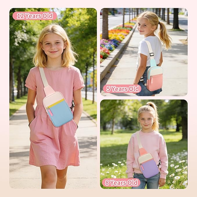 Graduation Mothers Day Gifts for Daughter Teen Girl Her, Fanny Pack Birthday Gifts for 8 9 10 11 12 Year Old Girls, Preppy Crossbody Bag, Adjustable Sling Bag Purse Trendy Stuff Kids Travel Essential