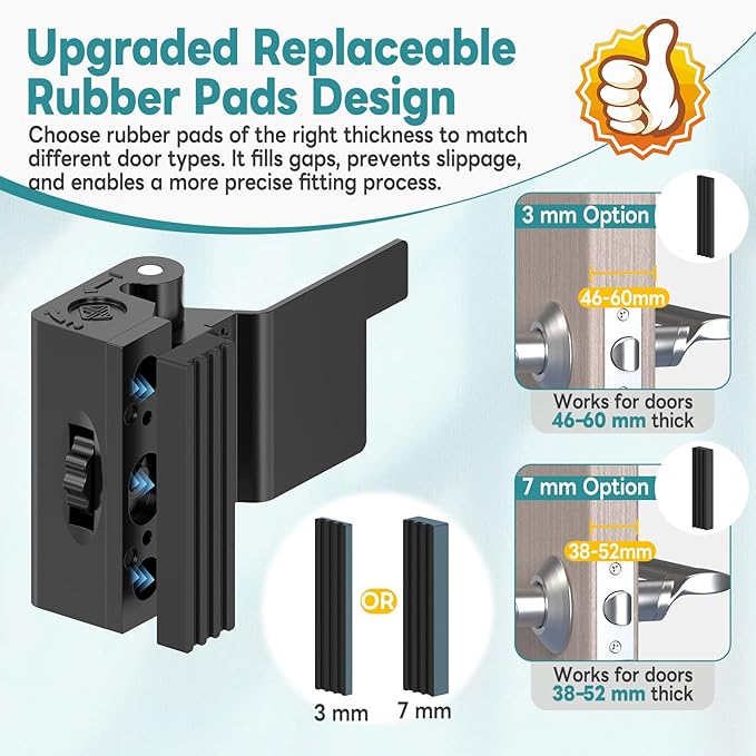 Upgraded Portable Security Door Reinforcement Lock - No Drilling Flip Lock Latch Prevents Unauthorized Entry Fits Inward-Opening Doors, Apartment, Hotel, Travel (Black-1 Pc)