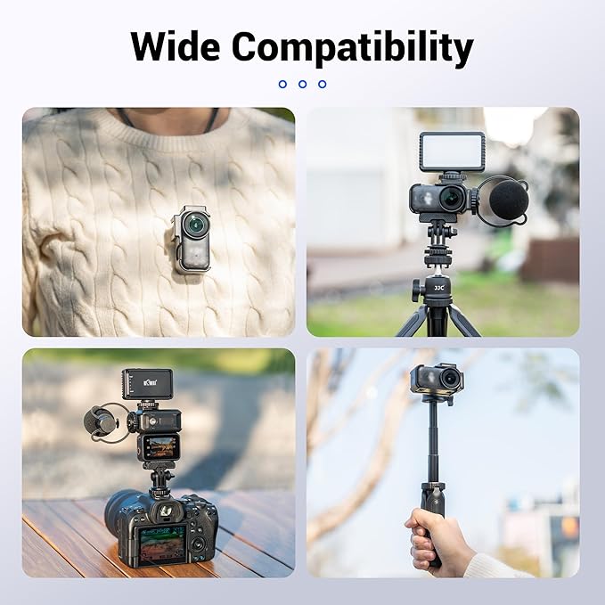JJC Osmo Nano Cage with Cold Shoe Mount Adapter for DJI Osmo Nano Accessories, Expansion Adapter with 1/4"-20 Thread Hole, Built-in Strong Magnet, Creative Narrow Crevice Shooting, ABS Frame