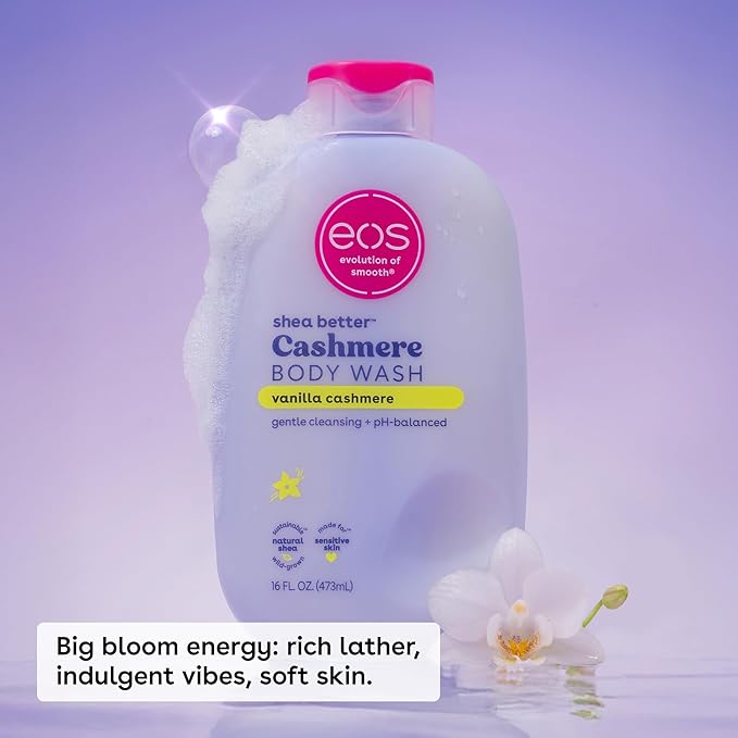 eos Travel Vanilla Cashmere Body Wash- Travel Size Essential, Toiletries, Mini Body Wash, 2.5 fl oz (Pack of 2)