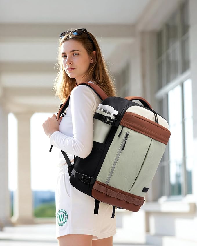 LOVEVOOK 50L Travel Backpack for Women Men, Airline Approved Carry On Luggage with 3 Cubes Accessories, TSA Personal Item Travel Cruise Essentials, Waterproof Weekender Overnight Bags fits 17" Laptop