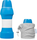 Brondell GoSpa Travel Bidet – Portable Peri Bottle for Postpartum & Perineal Care, 500ml Handheld Bidet with Angled Nozzle, Collapsible Design, Nozzle Storage & Travel Bag, Blue