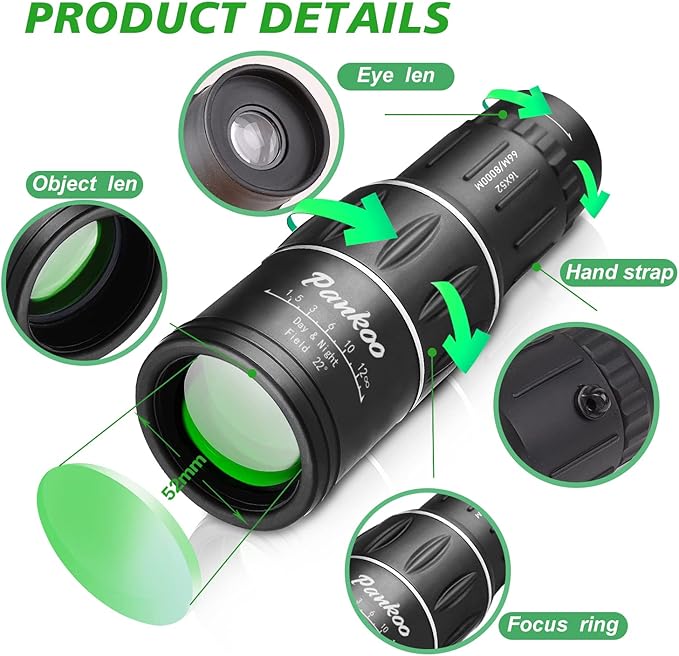 16X52 Monocular, Birthday Gifts for Men Dad Husband Him, Telescope High Powered for Adults, 2023 Power Prism Compact Monoculars for Adults Kids, Gadgets for Men, Valentines Gifts Ideas