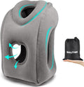 Maliton Inflatable Travel Pillow for Airplane Comfortable Sleeping to Relieve Neck and Shoulder Pain,Support Head Inflatable Pillow for Long Flights, Used for Airplanes,Cars,Trains(Dark Grey)