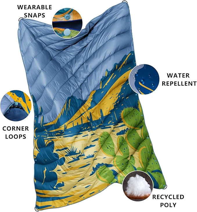 Camping Blanket,Lightweight Puffy Printed Camping Blanket Packable Outdoor Blanket for Camping,Traveling, Stadium, Hiking, Picnics