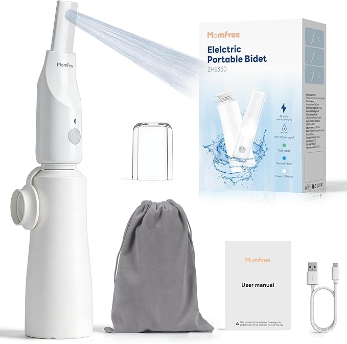 Portable Bidet for Travel - Rechargeable Electric Travel Bidet Peri Bottle with Adaptor & 3 Speed Modes, IPX7 Waterproof Portable Bidet for Women Men Baby Pregnancy Postpartum Personal Hygiene