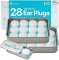 Whisper Ear Plugs (28 pcs) | Soft Silicone | Reusable Silicone Ear Plugs for Swimming, Sleep, Travel, Noise & Snoring | Moldable Comfort Fit Wax Earplugs for Sleep | Waterproof Swim Ear Plugs Adults