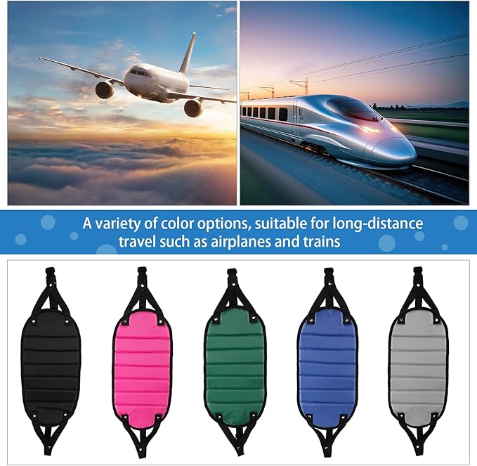 Yerliker Airplane Foot Hammock(Memory Foam) with Earplugs and Eye Mask Travel Necessities Adjustable Airplane Desk Foot Rest for Long Trip Pain and Swelling Relief(Black)