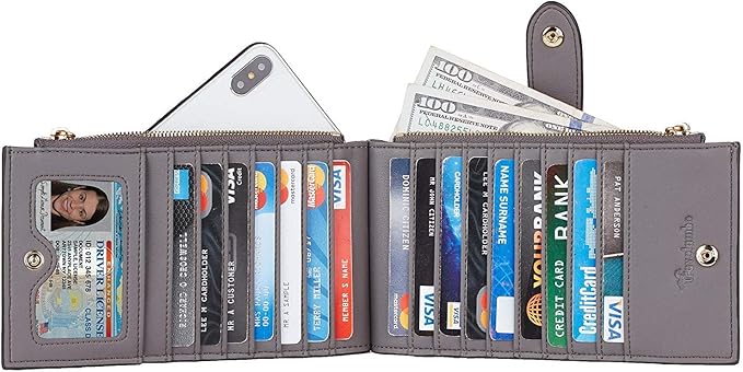Travelambo Leather Wallets for Women Slim RFID Blocking Bifold Credit Card Holder Wallet