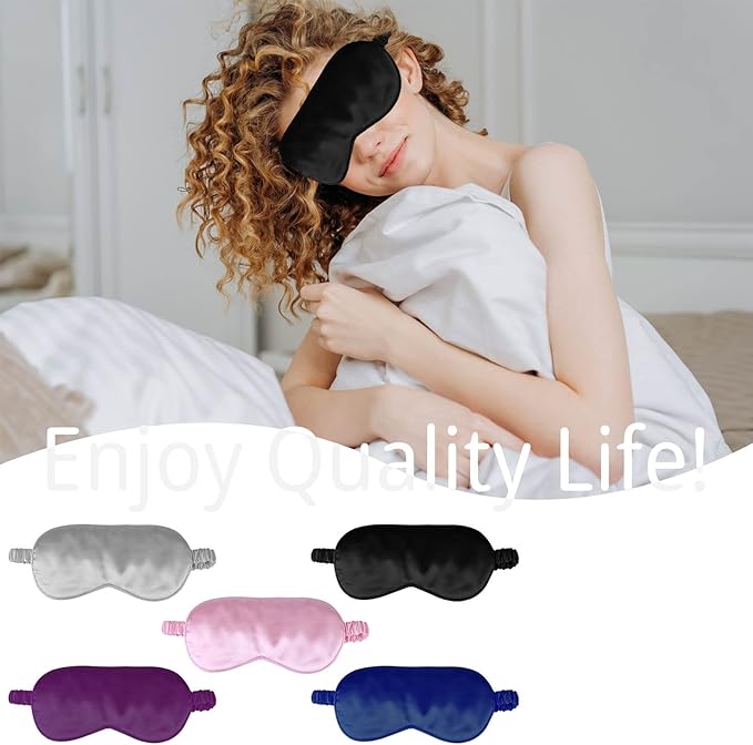 1 Pack Sleep Mask, Silk Eye Mask with Elastic Strap, Blindfold, Soft Silk Sleeping Mask for Girls, Women, Men (DarkBlue)