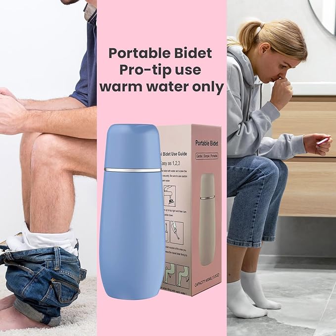 Portable Bidet for Travel - Friendly Handheld Personal - Peri Bottle - with 400ml Capacity, Convenient & Leakproof Design for Personal Hygiene Cleaning - Portable Bidet for Women and Men. (Blue)