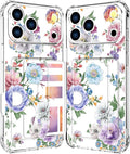 Compatible with iPhone 17 Pro Max Case Card Holder for Women Cute Design,Wallet Phone Cases Transparent Cool Kawaii Protective (Clear Amazing Lovely Flowers)